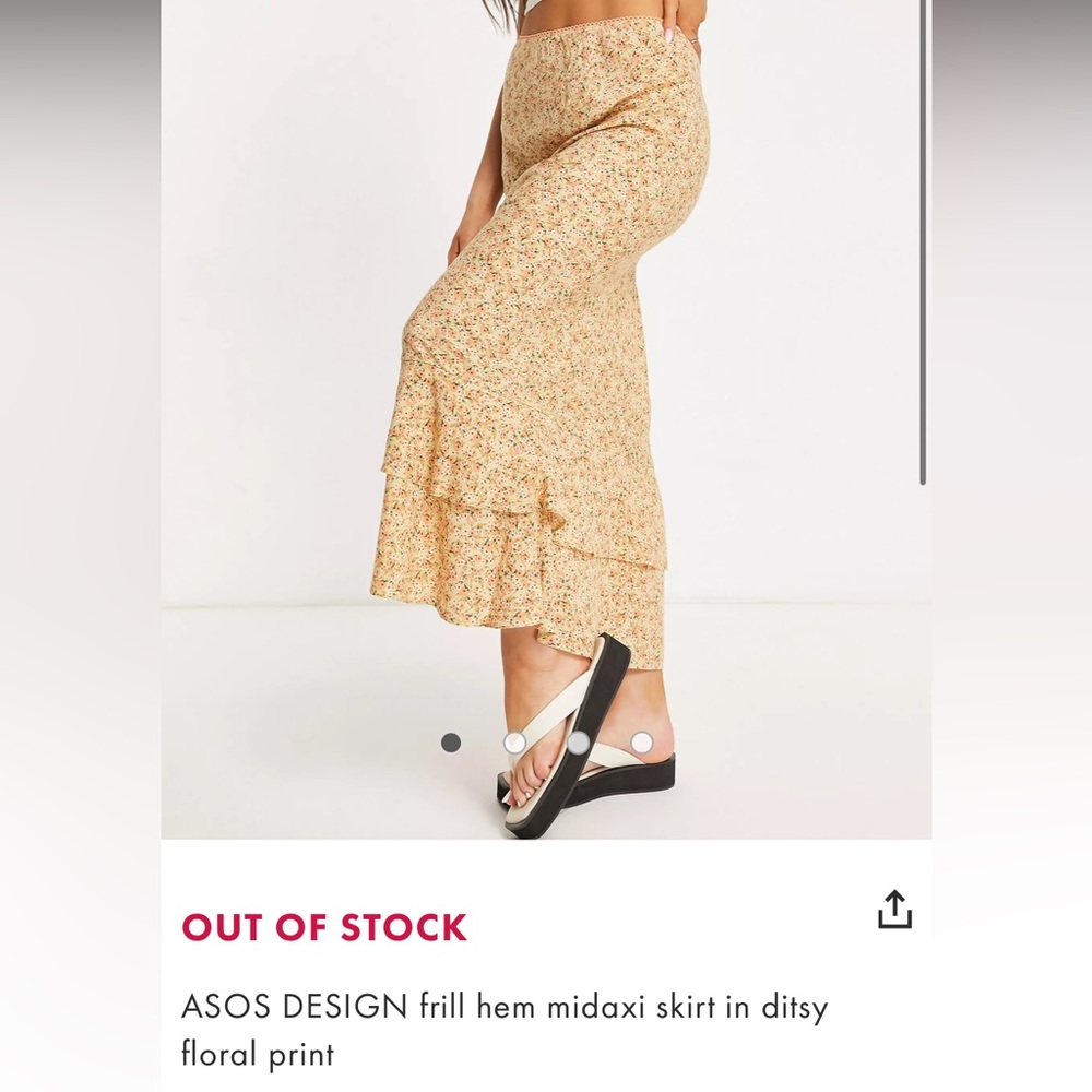 ASOS DESIGN frill hem floral midaxi boho skirt never worn